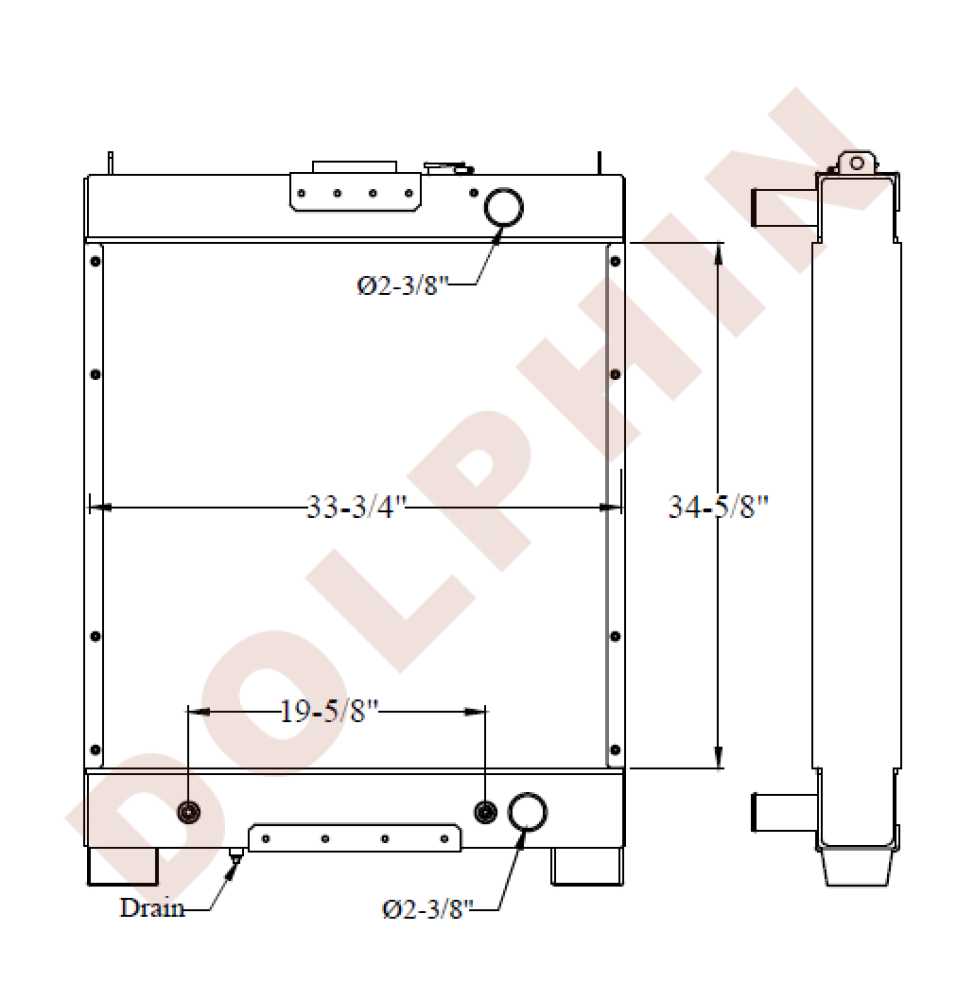 Komatsu Radiator - 34-5/8 X 34-3/4 4-1/2 Radiator