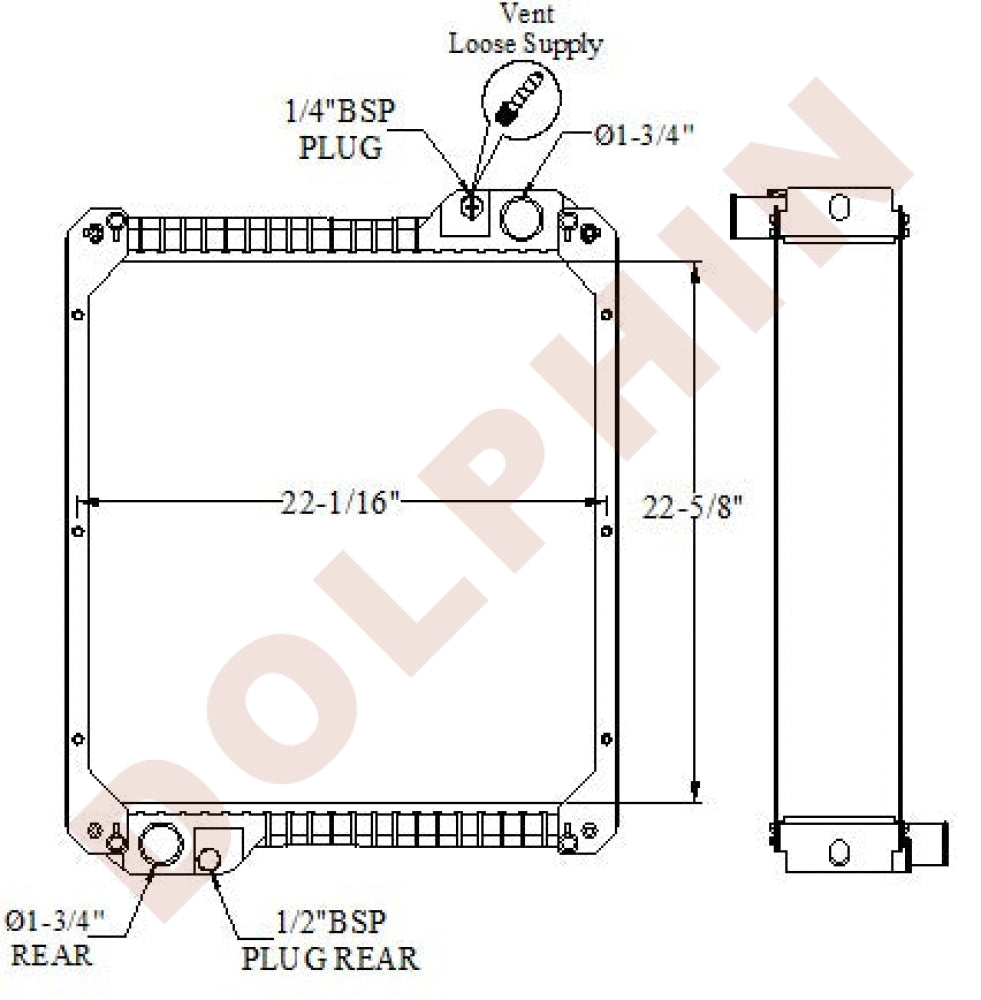 JCB Radiator - 22 5/8’’ x 22 1/16’’ x 4’’ Radiator