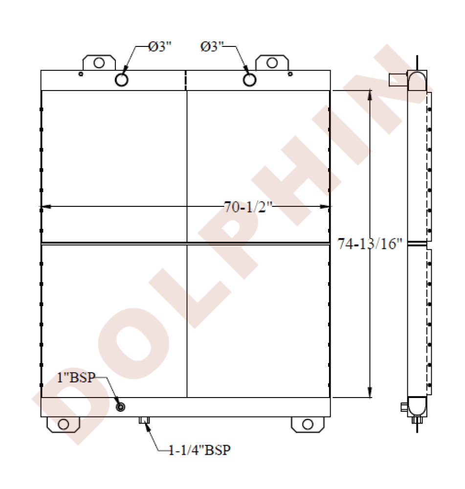 Cat Radiator - 74-13/16 X 70-1/2 4-3/4 Radiator