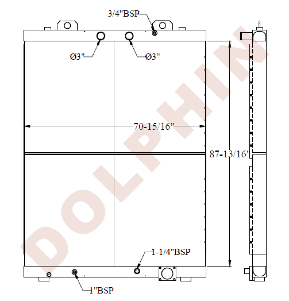 Terex Radiator - 87-13/16 X 70-15/16 4-3/4 Radiator