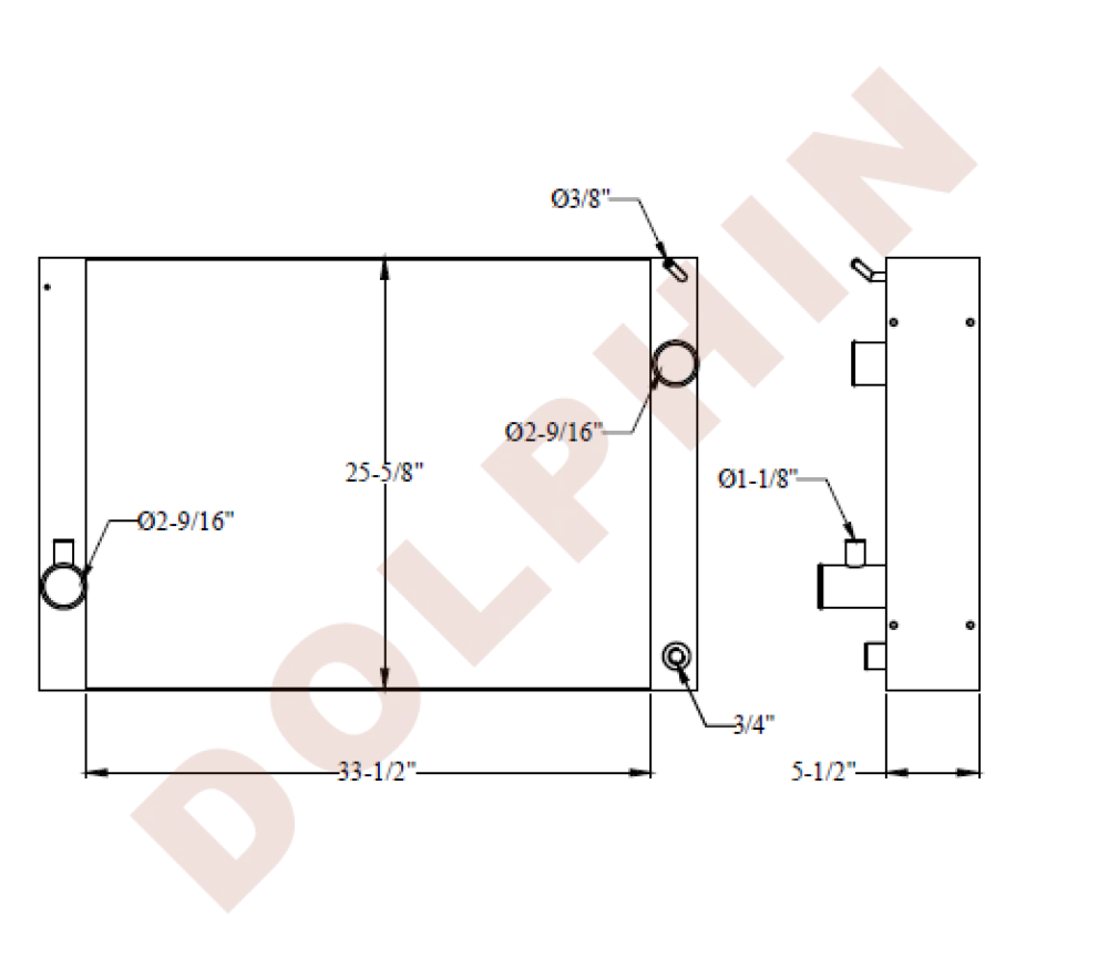 LIEBHERR RADIATOR 331/2" x 255/8 x 51/2" Dolphin Heat Exchanger USA