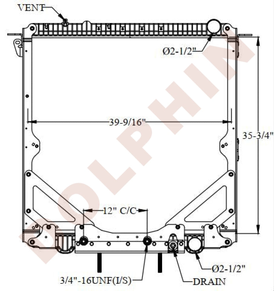 Freightliner Radiator - Cascadia (2014-2015) 35-3/4 X 39-9/16 2-1/8 Radiator