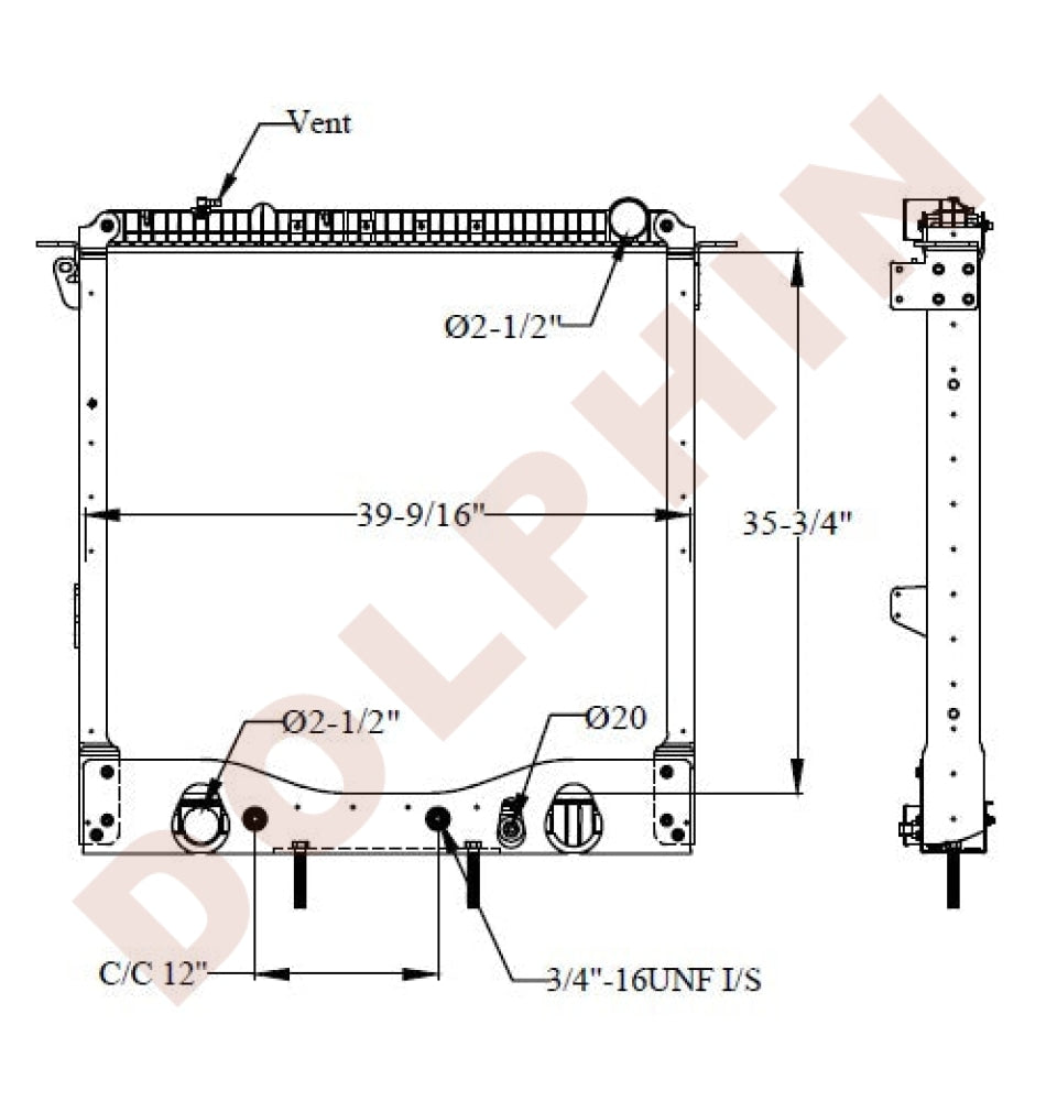 Freightliner Radiator - Bussiness Class Cascadia M2-112 (2012-2014) 35-3/4 X 39-9/16 2-1/8 Radiator