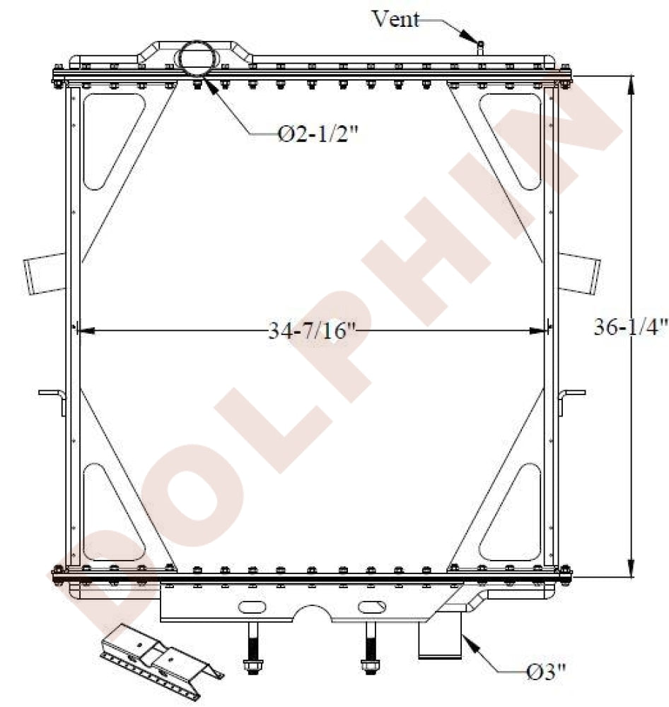 PETERBILT RADIATOR - 357,385(2003-2007) 36-1/4 x 34-7/16 x 2-3/8: