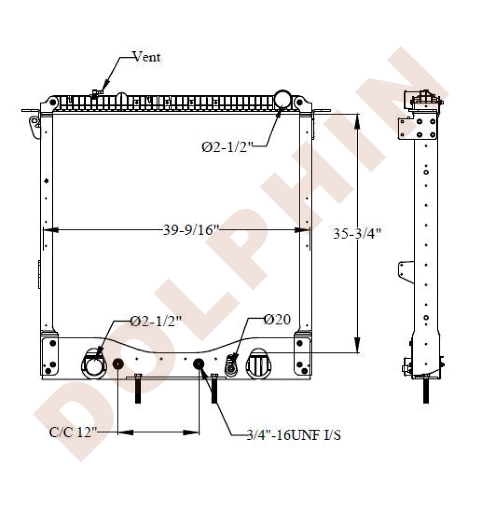 FREIGHTLINER RADIATOR - Class M2 (2012-2014) 35-3/4'' x 39-9/16'' x 2-1/8''