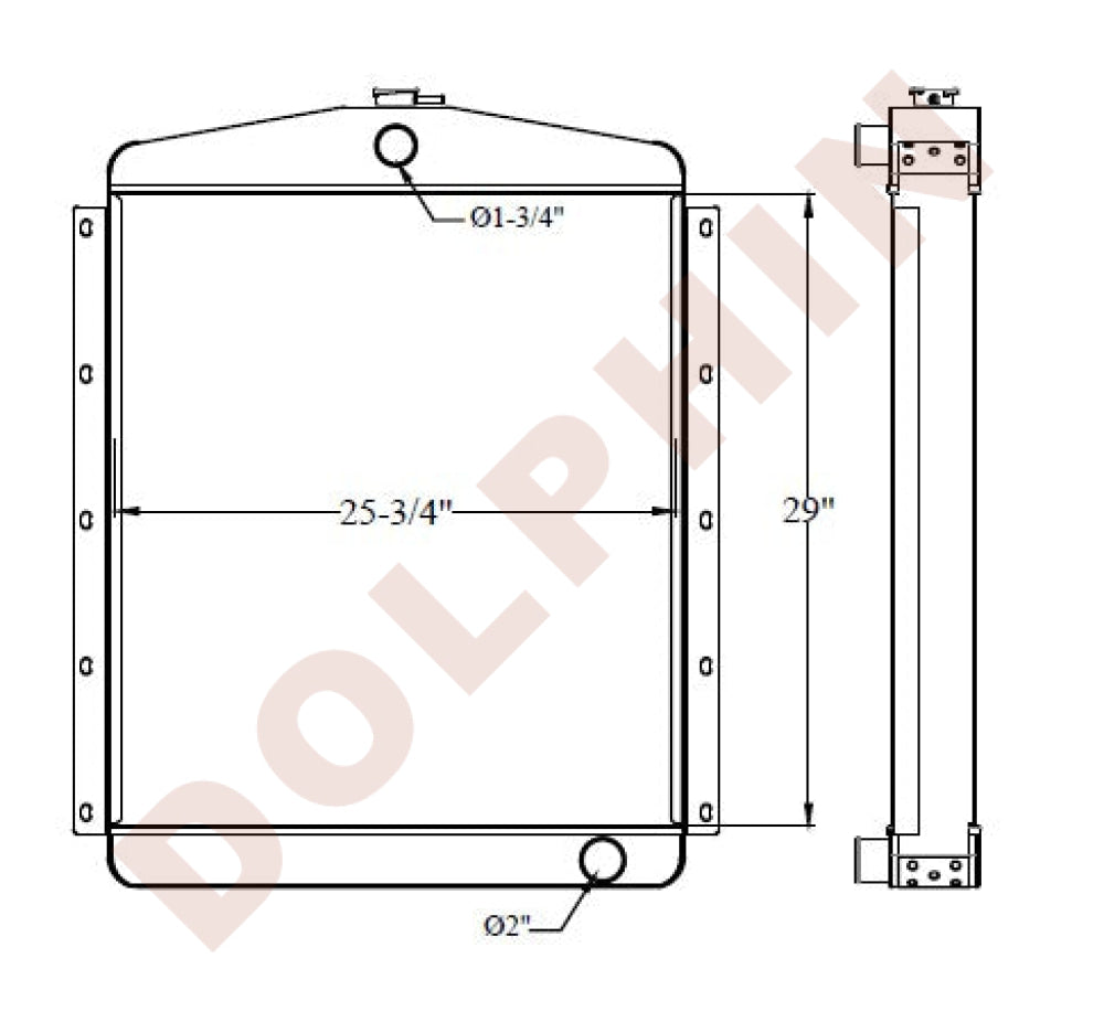 Detroit Generator Radiator - (Gmc 6 - 71 / 4 - 71 Detroit) 29 X 25 - 3/4 3 - 9/16’ Radiator