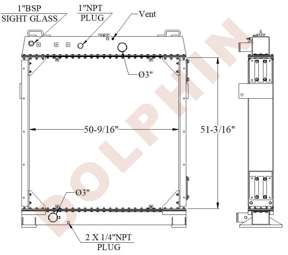 HITACHI Radiator - EXCAVATOR 1200 - 51 3/16’’ x 50 9/16’’ x 3 5/8’’ Radiator