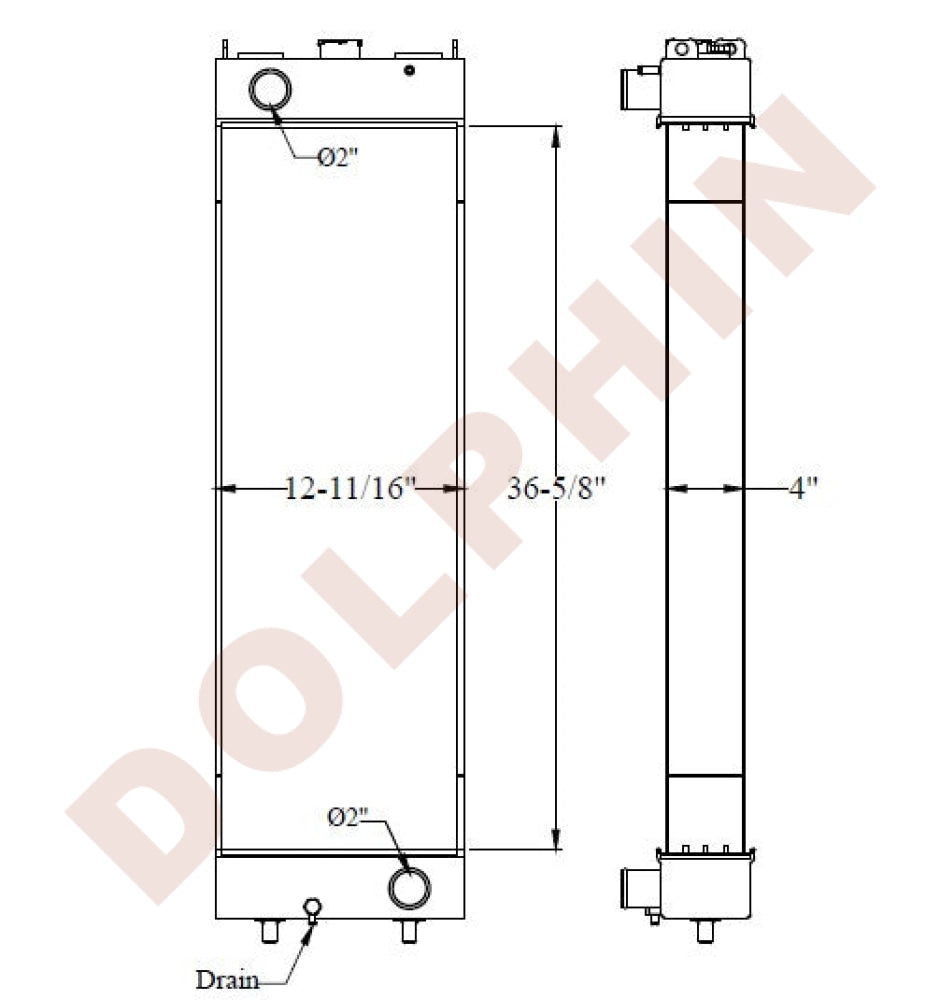 Komatsu Radiator - 36-5/8 X 12-11/16 4 Radiator