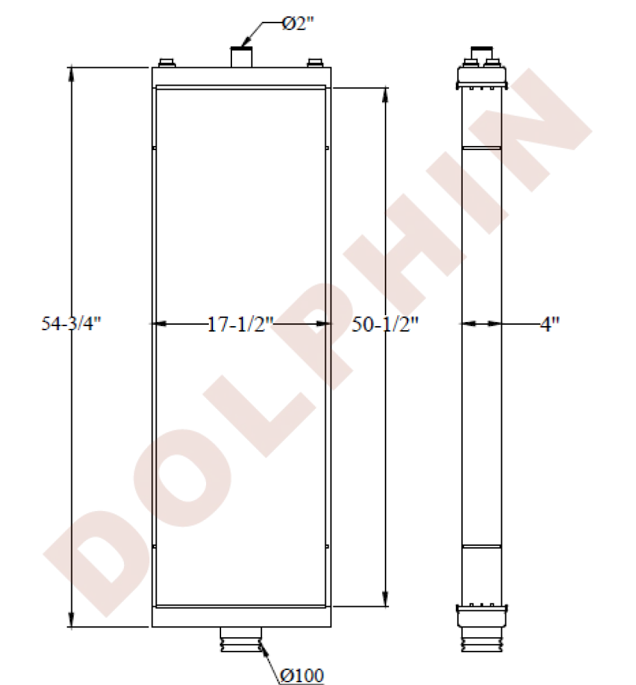 Hitachi Radiator- 50-1/2 X 17-1/2 4’ Over Tanks: 54-3/4’ Radiator