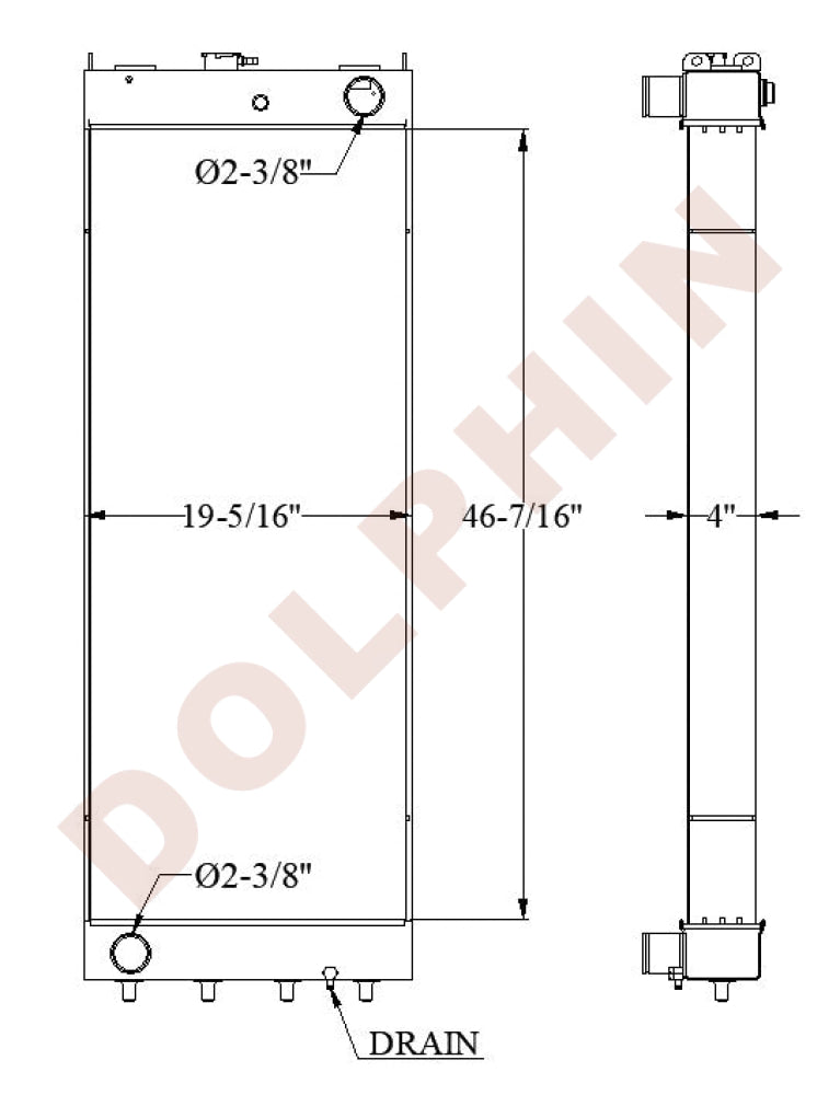 Komatsu Radiator 46 7/16’’ X 19 5/16’’ 3 1/1’’