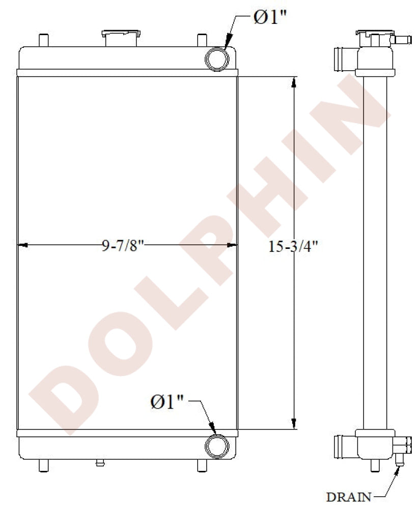 KOMATSU Radiator - PC14R PPC18MR PC27MR PC30MR PC35MR (2000-) 15 3/4’’ x 9 7/8’’ x 1 - Radiator