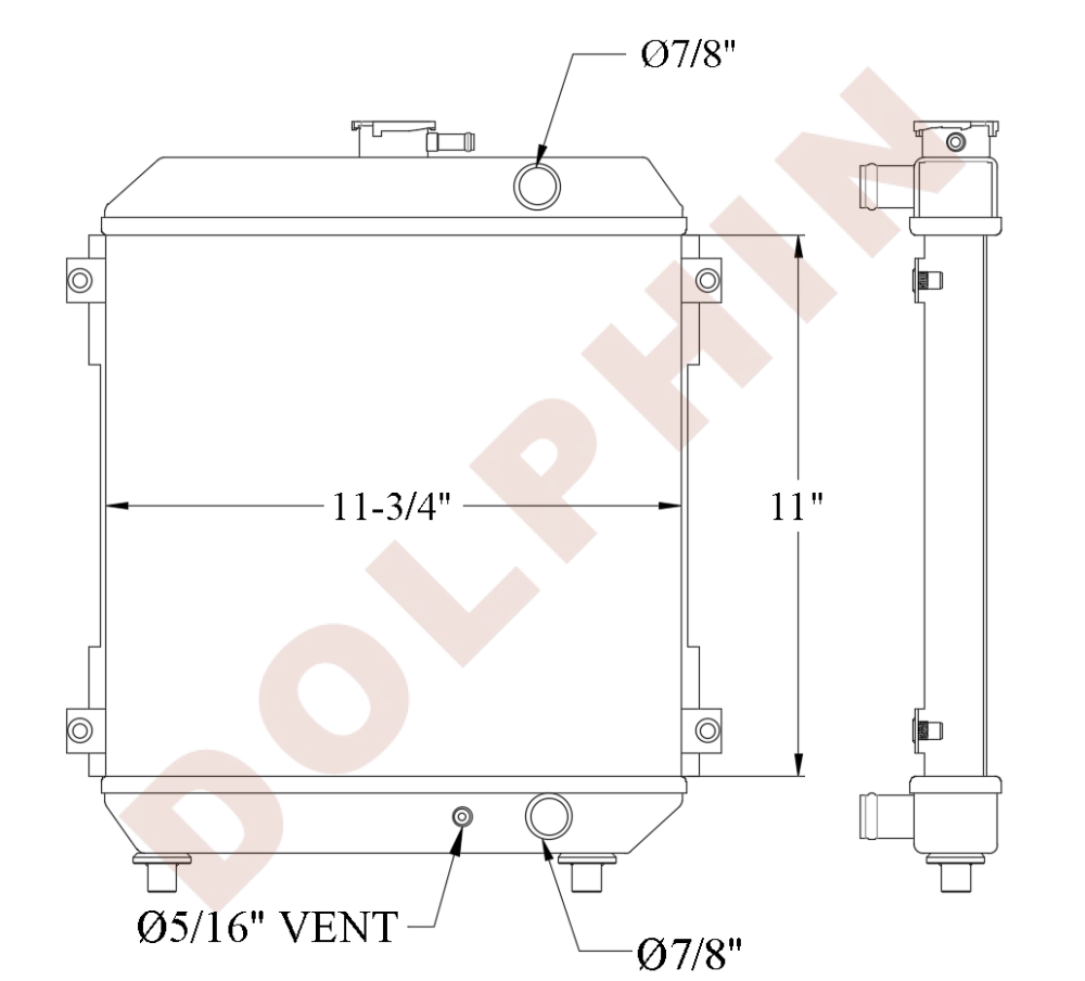 KUBOTA Radiator - KOO8-3 U10-3 (2002-2021) 11’’ x 11-3/4’’ x 1-1/4’’ - Radiator