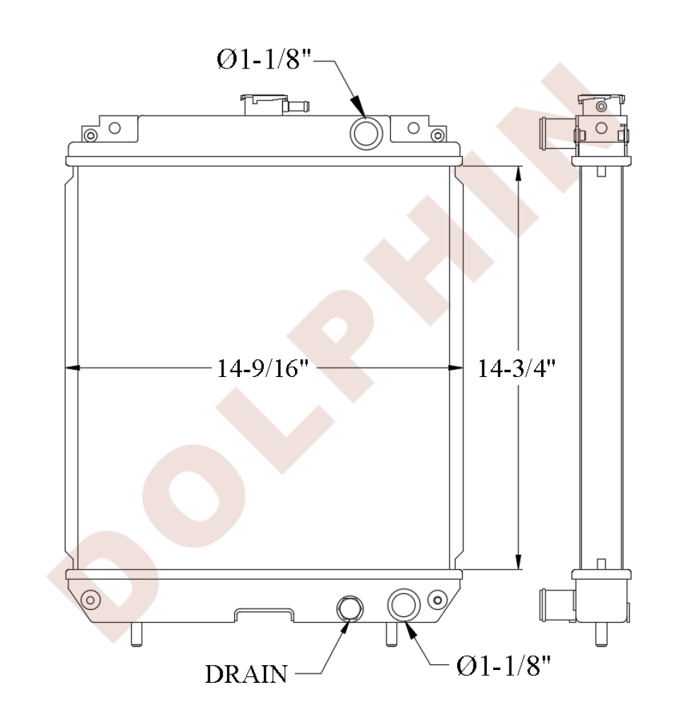 KUBOTA Radiator - U-15 U-16 (2004-2017) 14-3/4’’ x 14-9/16’’ x 1-9/16’’ - Radiator