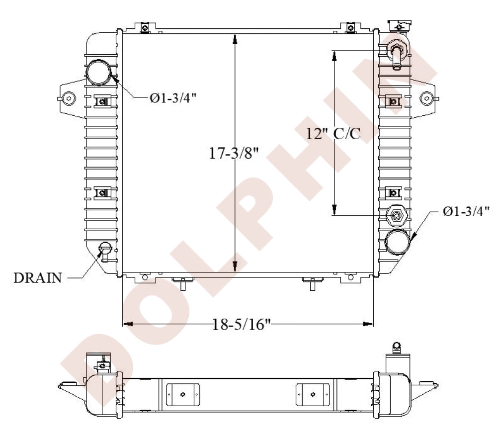 Doosan Radiator - 18 5/16’’ X 17 3/8’’ 2 1/2’’ Radiator