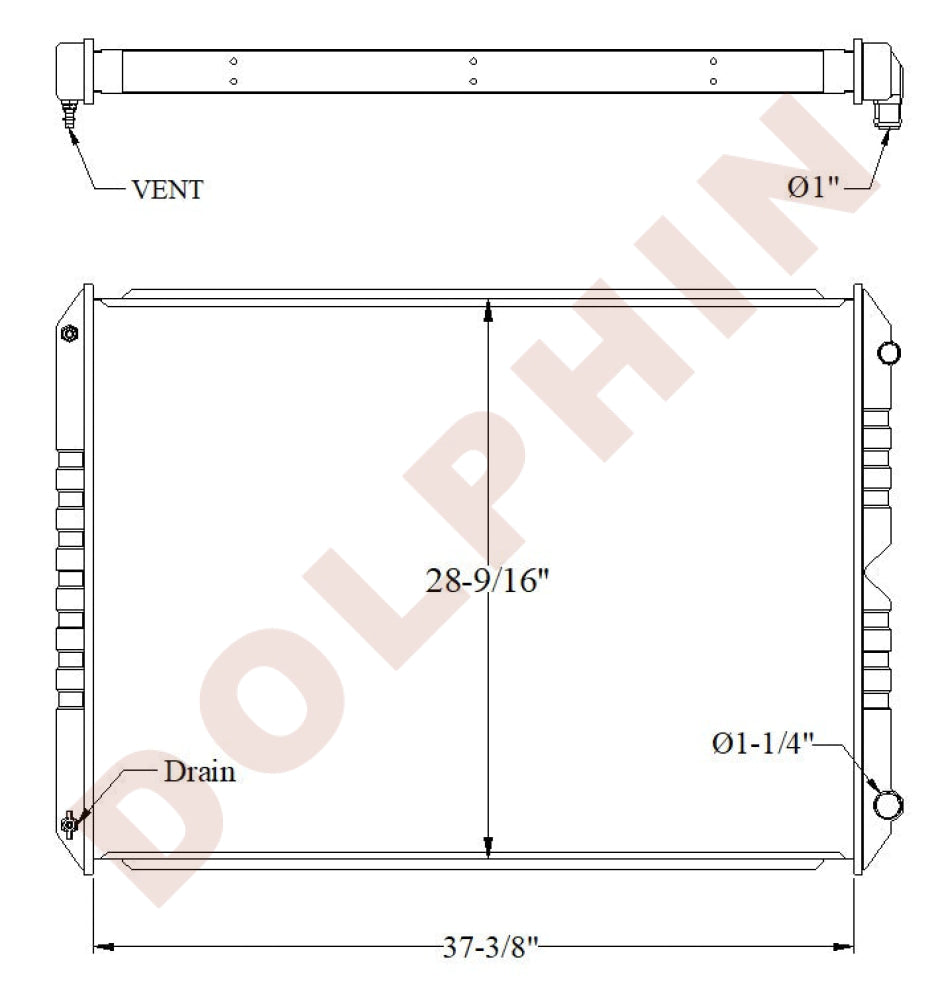 FORD Radiator - L 8000 9000 AAT9500 LLT9500 Series - 37 3/8’’ x 28 9/16’’ x 2’’ Radiator