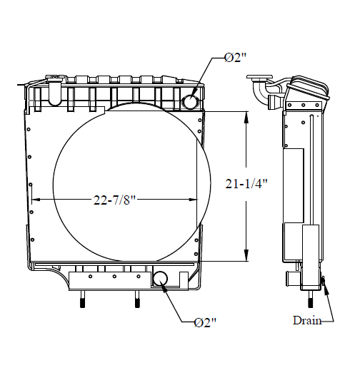 US TRUCK RADIATOR - M35A2, M36A2, M109A3, M275 TRUCK - 21-1/4