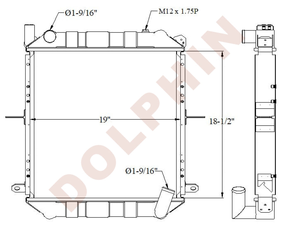 NISSAN Radiator CABSTAR TL1 SINGLE CAB 18 1/2’’ x 19’’ x 1 3/4’’ Radiator