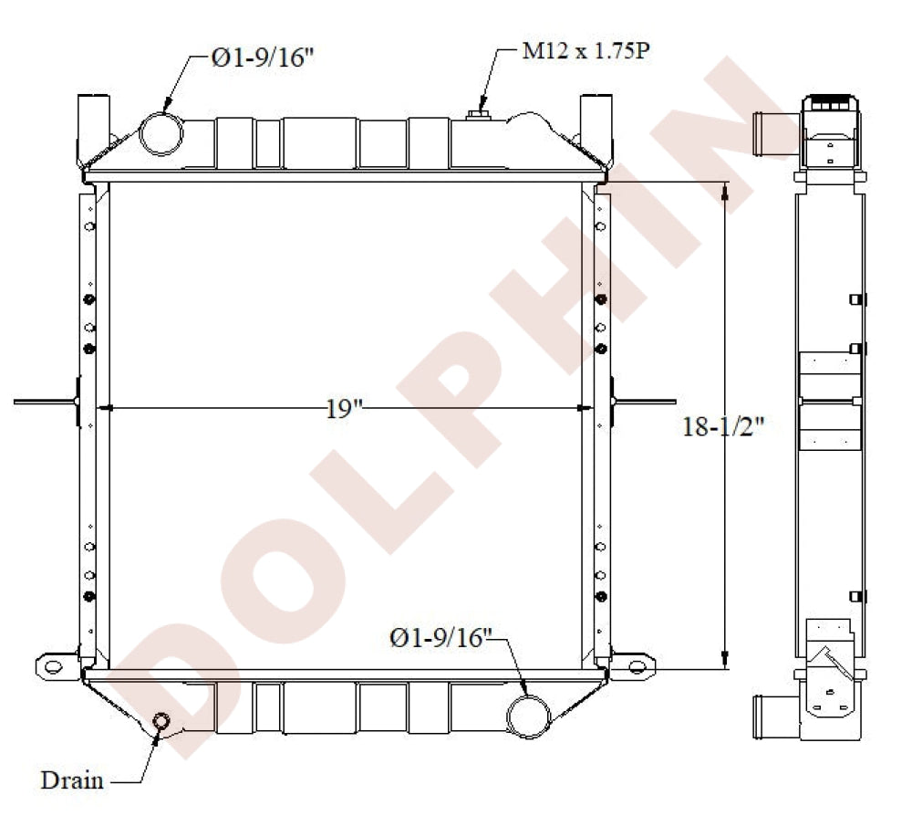 NISSAN Radiator - ALTEON 13 CV - 18 1/2’’ x 19’’ x 1 3/4’’ Radiator