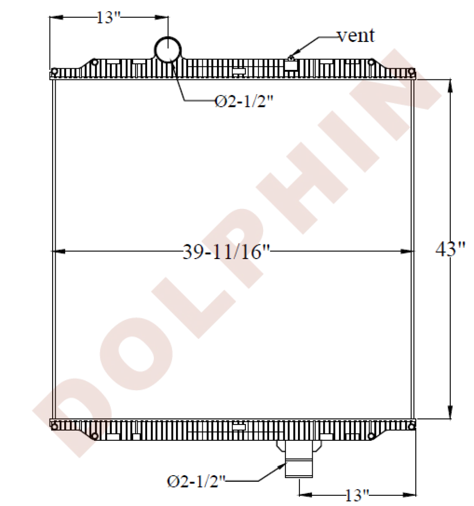 Peterbilt Radiator - 389 W900 (2008-2015) 43 X 39-11/16 1-7/8’’ Radiator