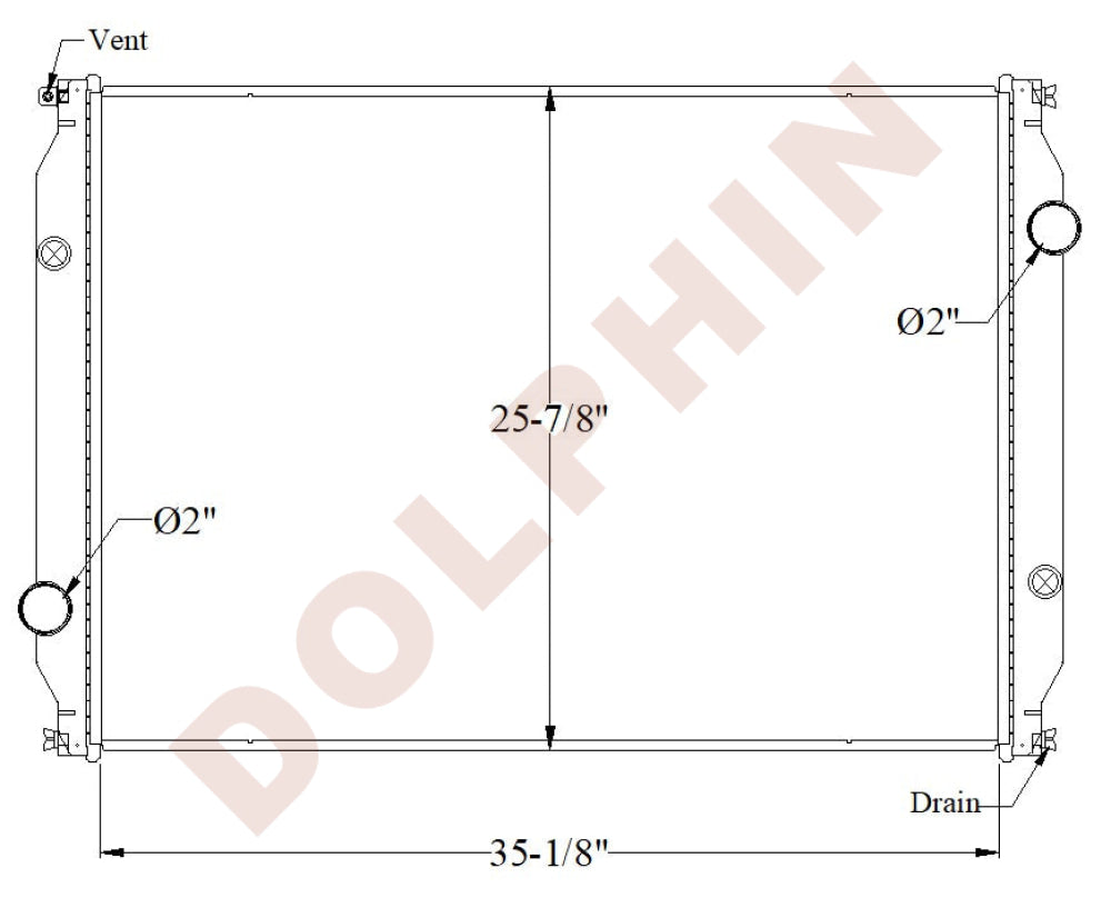 FREIGHTLINER RADIATOR - MOTORHOME CHASSIS (1999-2005) 35 1/8’’ x 25 7/8’’ x 2 1/8’’ Radiator