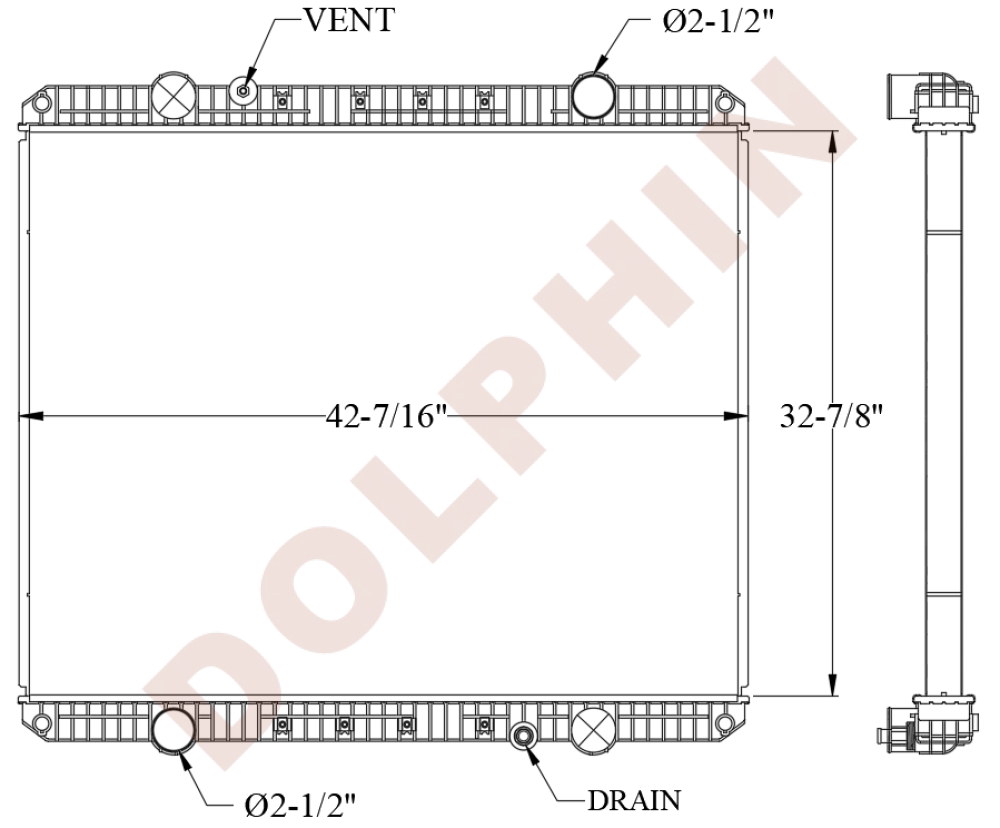WESTERN STAR Radiator - 4900FA 4900EX (2008-) 32-7/8’’ x 42-7/16’’ x 2-1/8’’ - Radiator