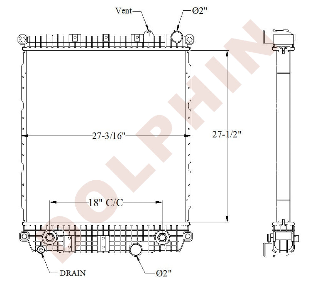 FREIGHTLINER Radiator - Newer Freightliner M2 Series (2018-) 27 1/2’’ x 27 3/16’’ x 2 1/8’’ Radiator