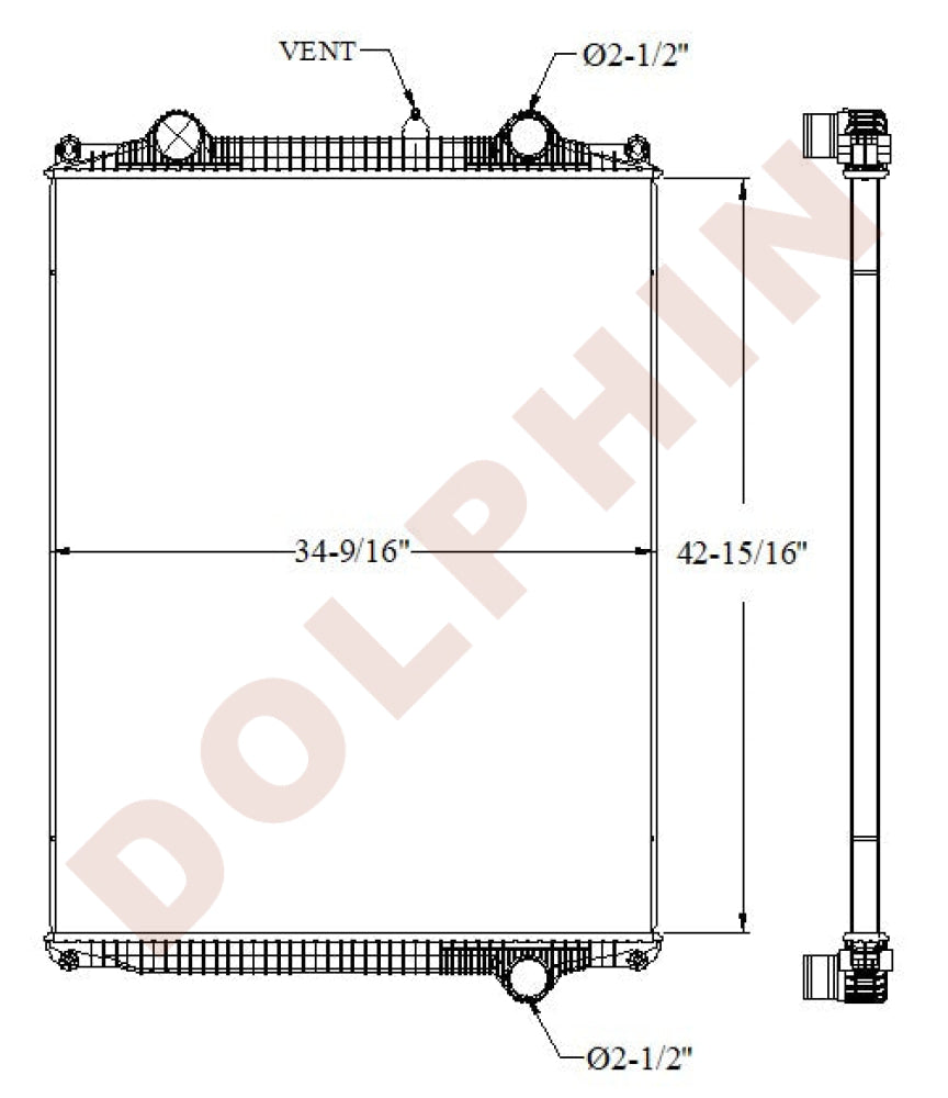 KENWORTH RADIATOR (2022-2024) 42 15/16’’ x 34 3/16’’ x 1 9/16’’ Radiator