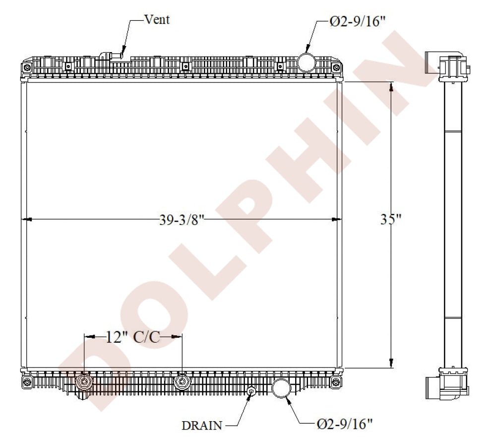 FREIGHTLINER Radiator - New Generation Cascadia and Newer (2017-) 35 x 39 3/8 x 2 1/8’’ Radiator