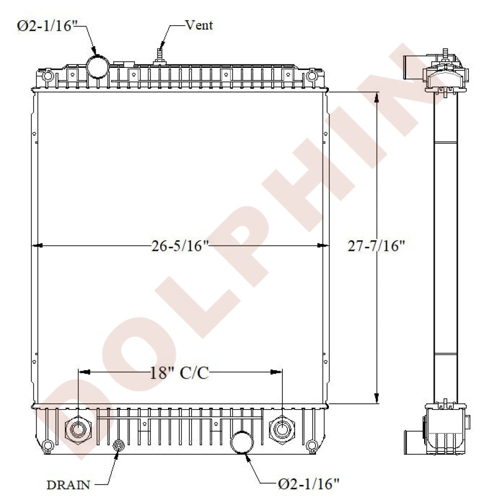 FREIGHTLINER Radiator - Fedex UPS Step Van w AT 2010Newer (2010-) 27 1/2’’ x 26 3/16’’ x 2 1/8’’ - Radiator