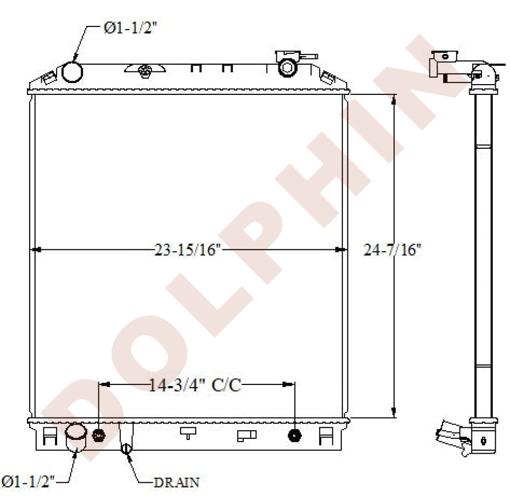 ISUZU Radiator - ISUZU NPR DIESEL (2011-2013) 24 7/16’’ x 23 15/16’’ x 1 1/4’’ Radiator
