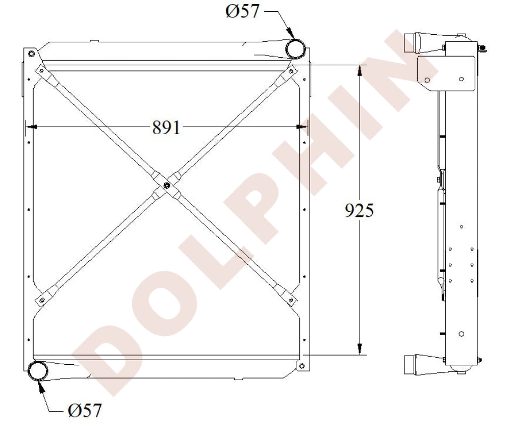 AUTOCAR Radiator - Autocar WX 2010 Newer 2010 Newer ACX Models (2010 & Newer) 36 7/16’’ x 35 1/16’’ x 2 1/8’’ Radiator