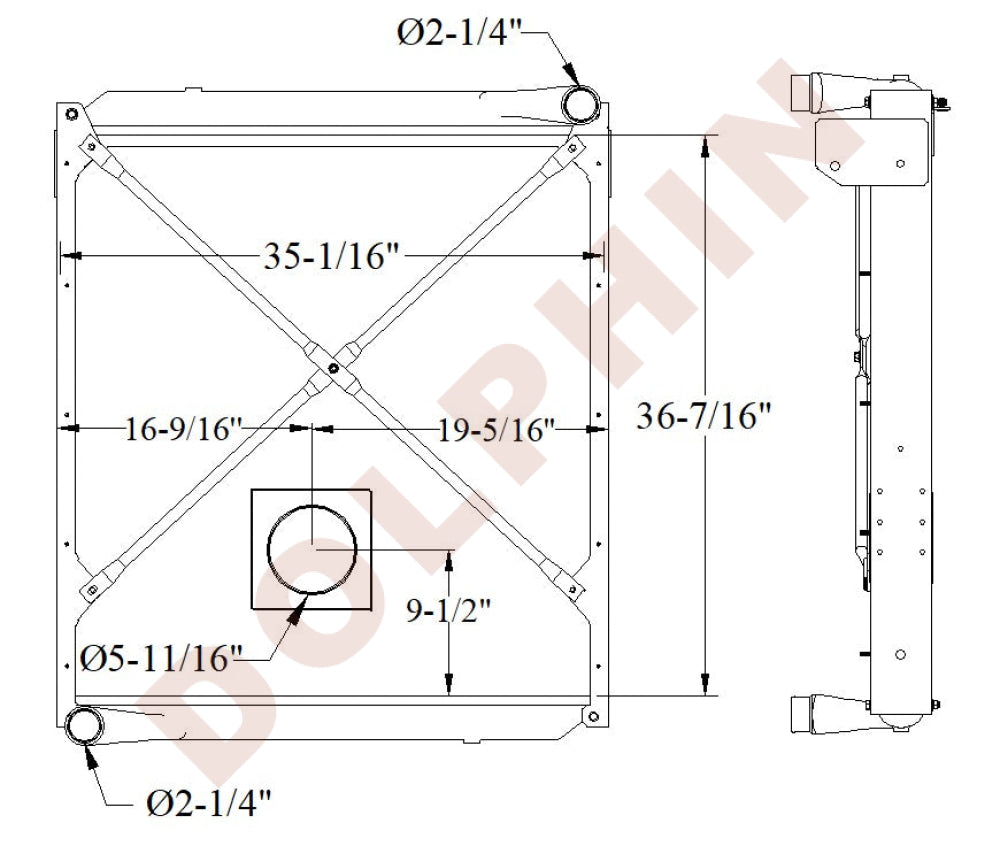 AUTOCAR Radiator - Autocar WX 2010 Newer 2010 NEWER ACX MODELS (2010-) 36 7/16’’ x 35 1/16’’ x 2 1/8’’ Radiator