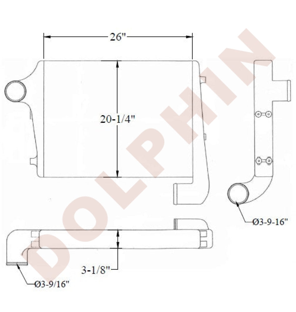 Volvo Charge Air Cooler - Wxll Td73 (1991-1999) 25-5/16 X 20-1/4 2-13/16 Charge Air Cooler