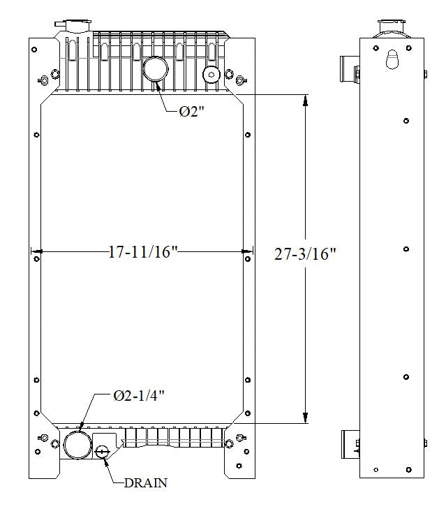 PERKINS Radiator - Perkins, Caterpillar, 4TA, C4.4, C4.4XQ100 - 27 3/16