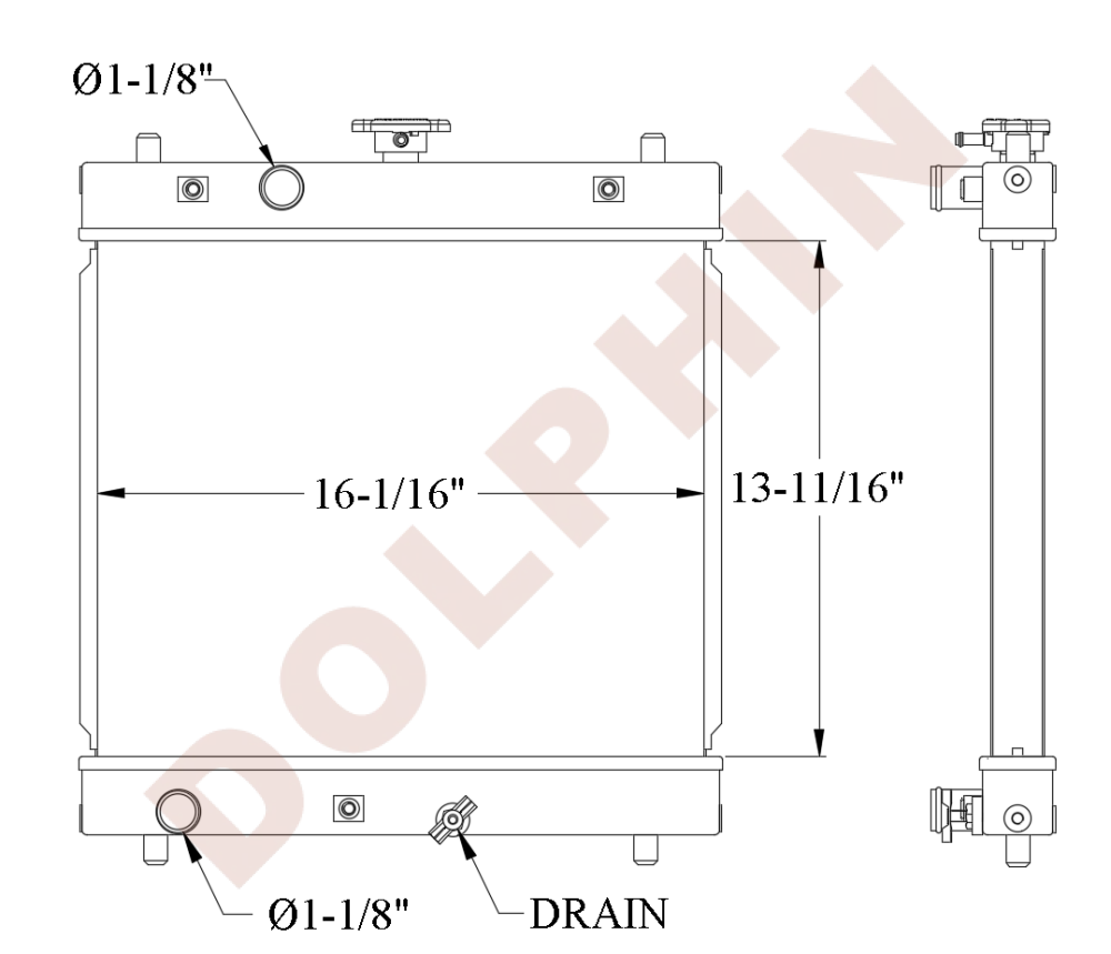 KUBOTA Radiator - SQ GL J SERIES - 13-11/16’’ x 16-1/16’’ x 1-7/16’’ - Radiator