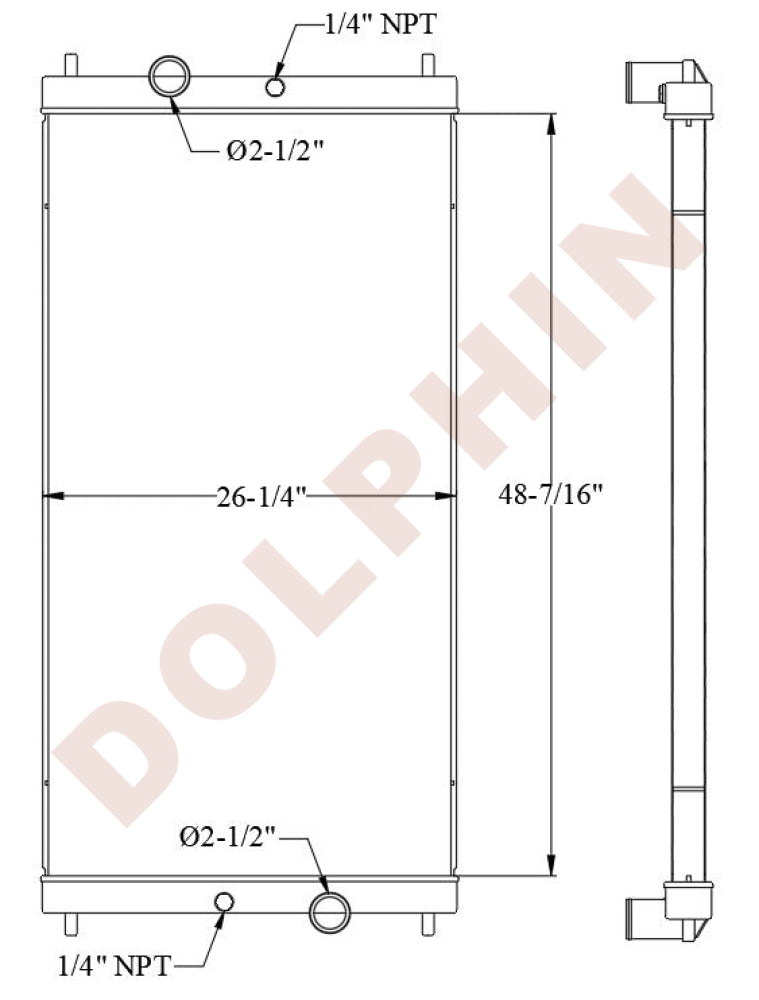 Cummins Radiator 48 7/16’’ X 26 1/4’’ 2 1/8’’