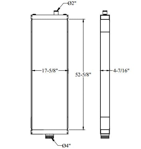 KOMATSU RADIATOR - 52-5/8 x 17-5/8 x 4-7/16