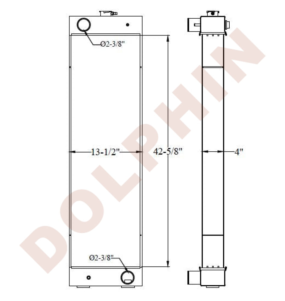 Dolphin Grade R KOMATSU RADIATOR, (GRADER GD705-5)- 42-5/8 x 13-1/2 x 4