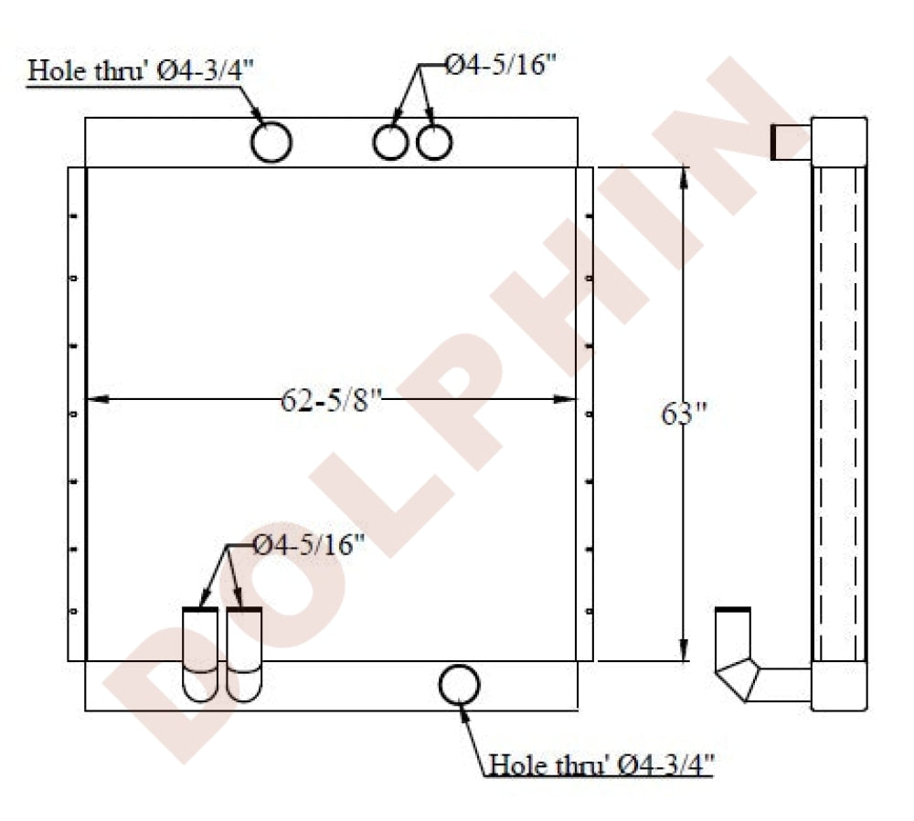 PERKINS 4003 23TAG3A After cooler - 63” x 62-5/8” x 4-7/16”